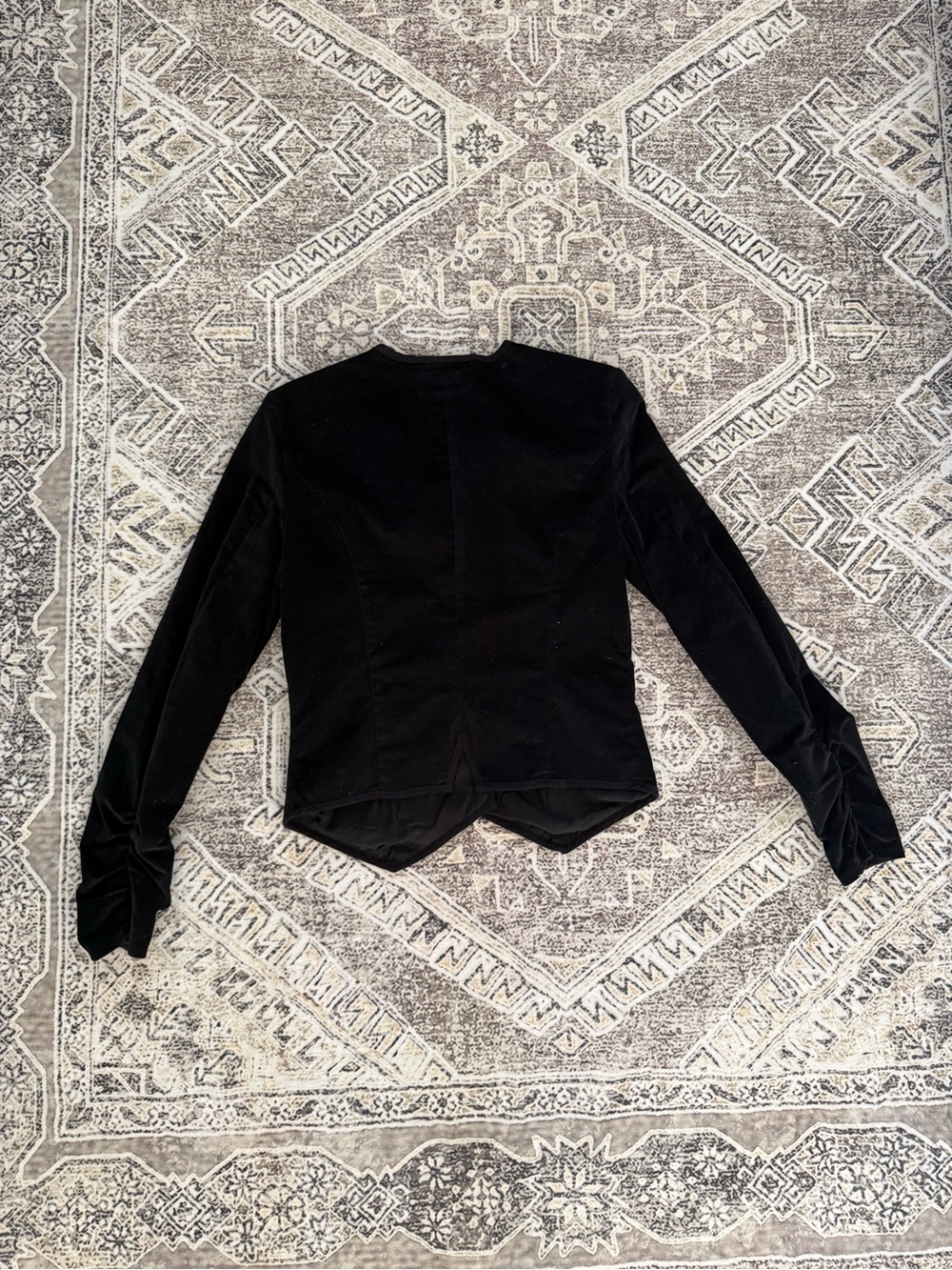 Free People Becky Jacket Black Velvet Button-Front Blazer with Gold Buttons XS - Picture 3 of 13
